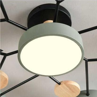 Contemporary Round Iron LED Semi-Flush Pendant Light 