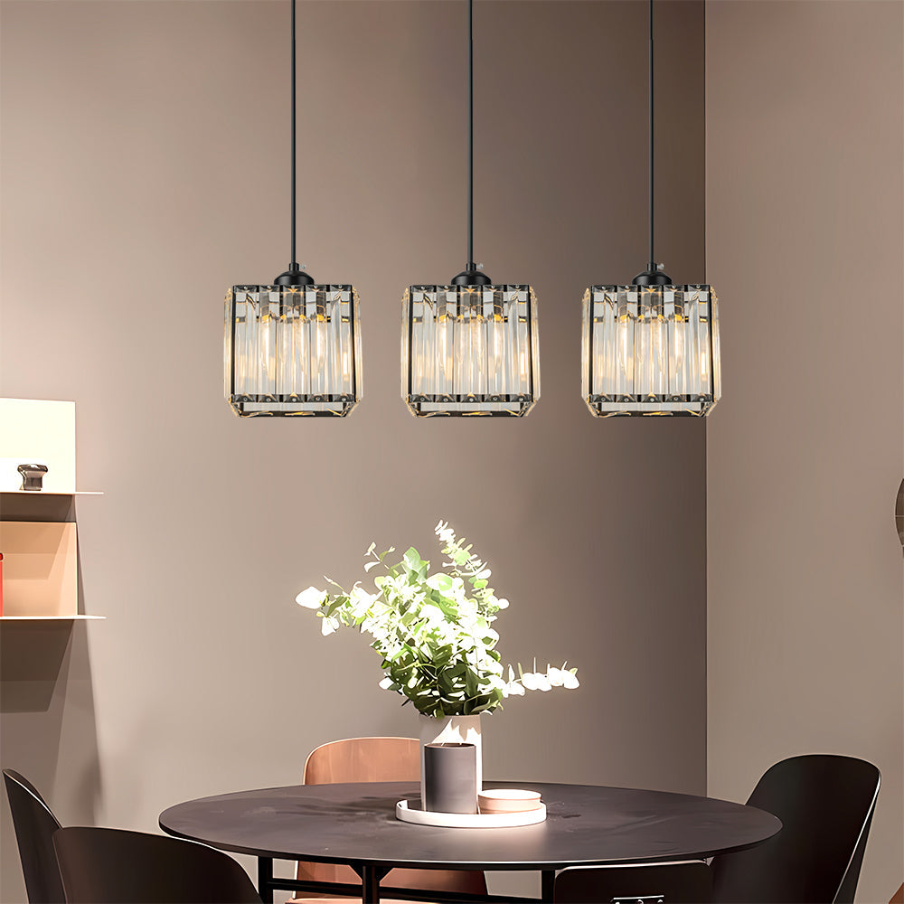 Modern Multi-Head Glass Kitchen Black Pendant Light 