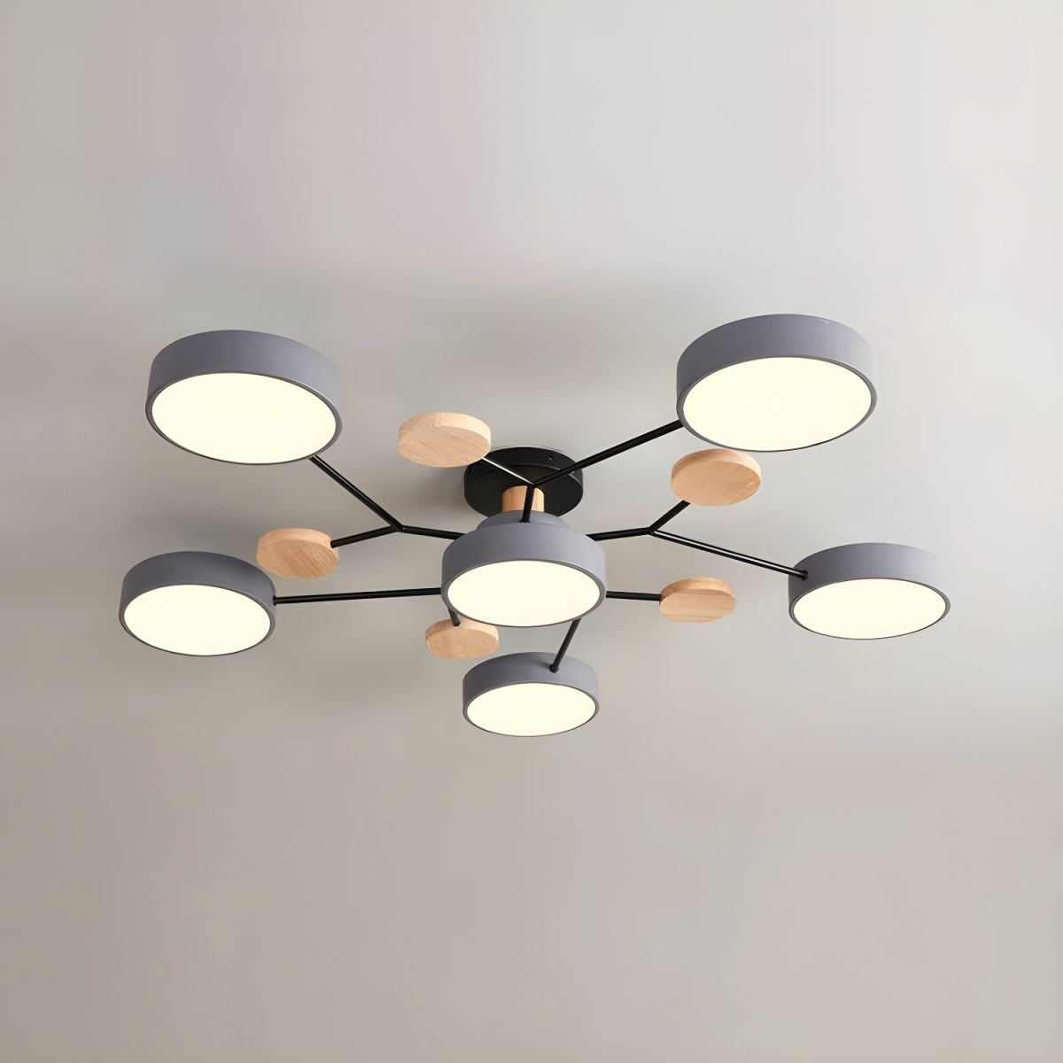 Contemporary Round Iron LED Semi-Flush Pendant Light 