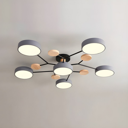 Contemporary Round Iron LED Semi-Flush Pendant Light 