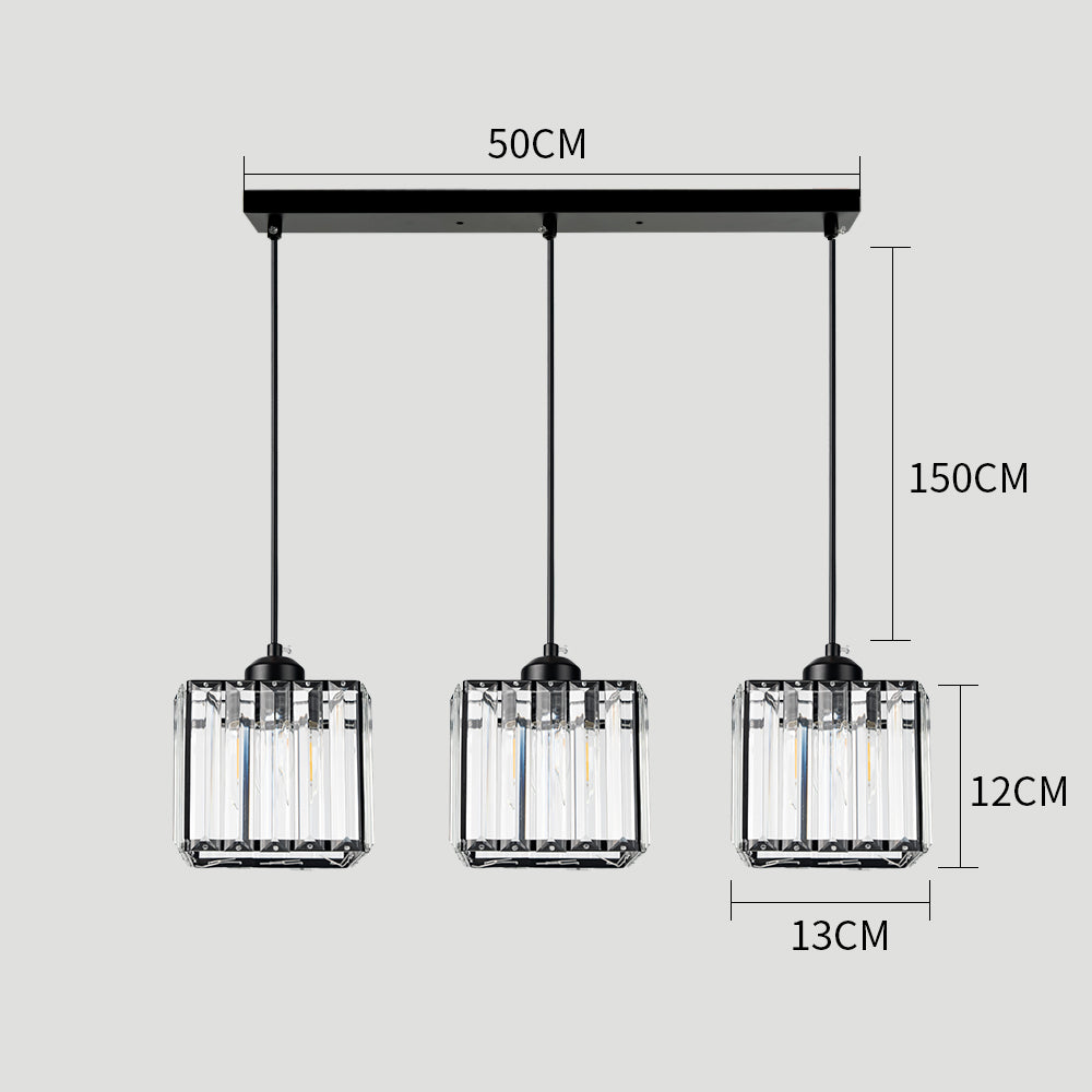 Modern Multi-Head Glass Kitchen Black Pendant Light 