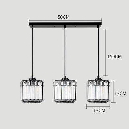 Modern Multi-Head Glass Kitchen Black Pendant Light 