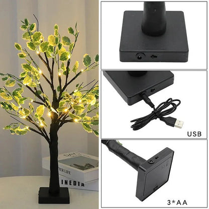 Christmas Green Leaves LED Tree Lights 