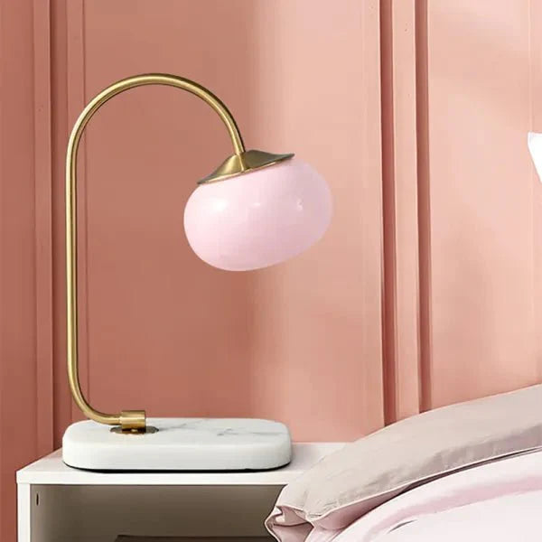 Marshmallow metal and glass table lamp