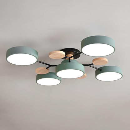 Contemporary Round Iron LED Semi-Flush Pendant Light 