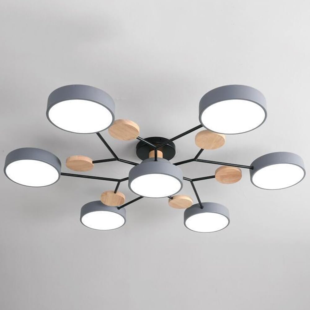 Contemporary Round Iron LED Semi-Flush Pendant Light 