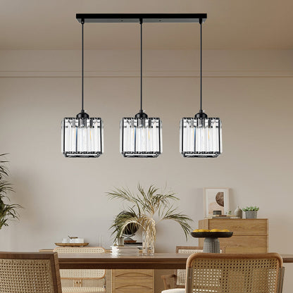 Modern Multi-Head Glass Kitchen Black Pendant Light 