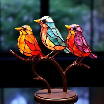 Luxury AvianElegance - Birds in colored glass for a refined interior design