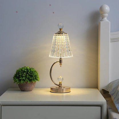 Vintage gold table lamp made of crystal