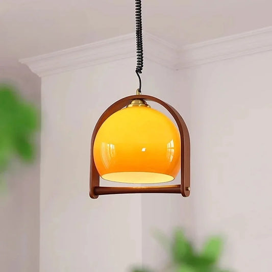 Vintage Bauhaus wooden pendant lamps