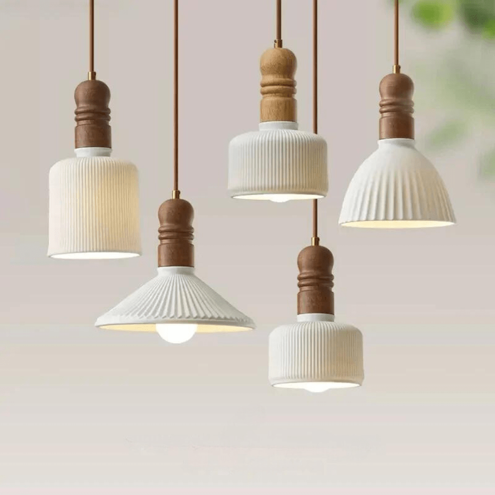 Cream Wind Solid Wood Pendant Lamp