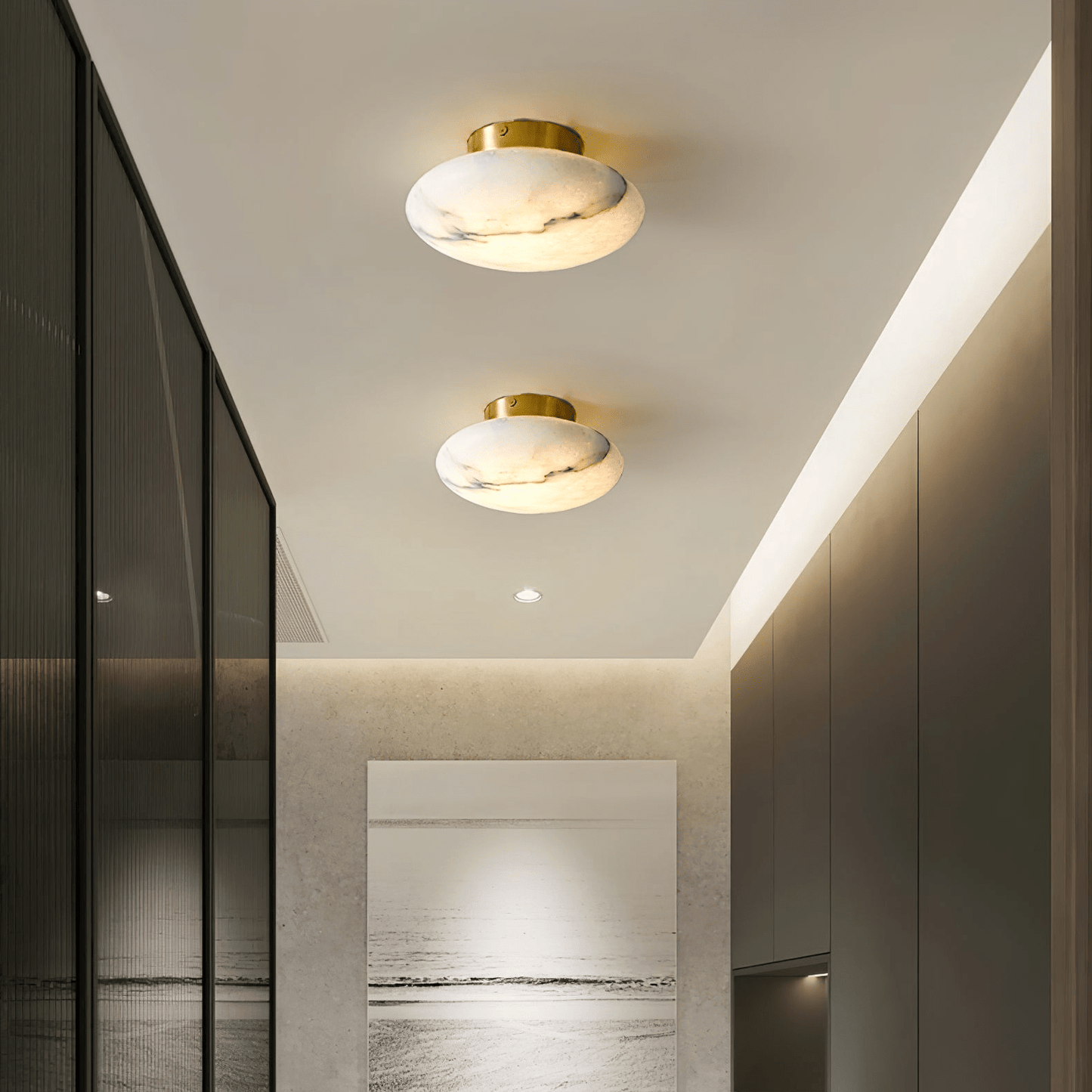 Oval alabaster ceiling lamp