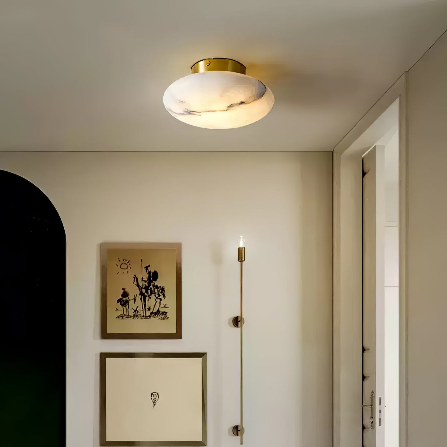 Oval alabaster ceiling lamp