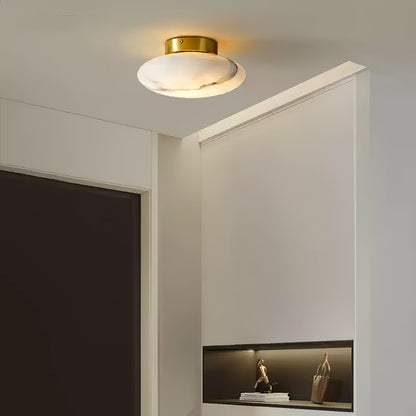 Oval alabaster ceiling lamp