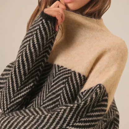 PAULINA™ | LUXURY HERRINGBONE TURTLE SWEATER