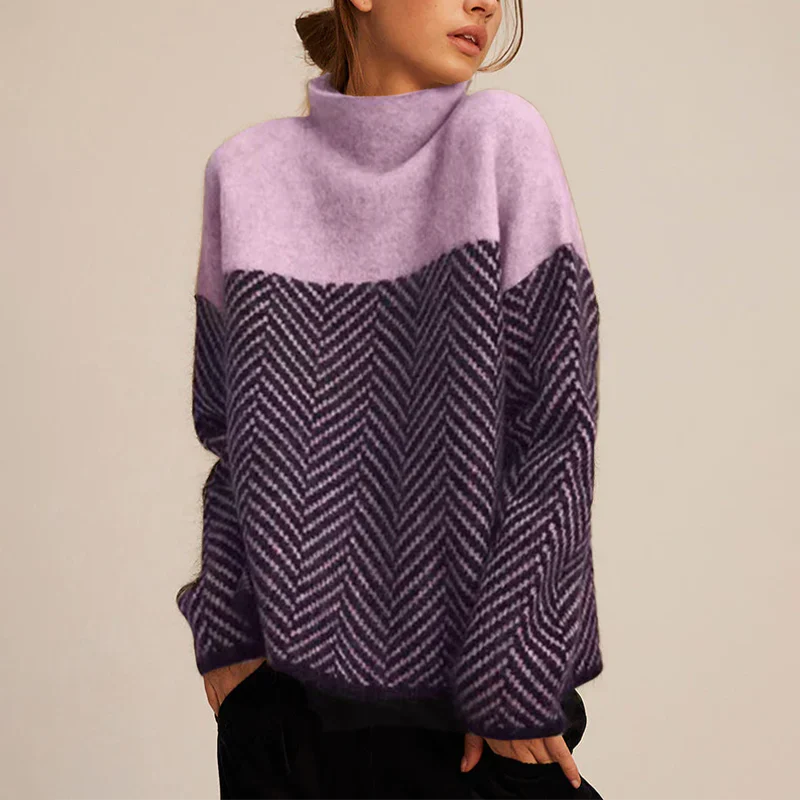 PAULINA™ | LUXURY HERRINGBONE TURTLE SWEATER