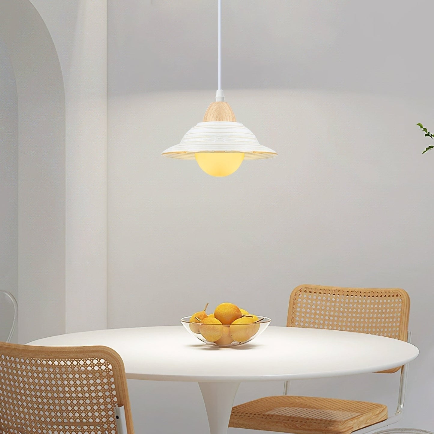 Retro Hat Shape White Ceramic Pendant Light