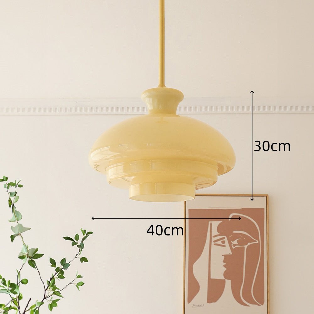 Bauhaus pendant lamp in creamy yellow glass