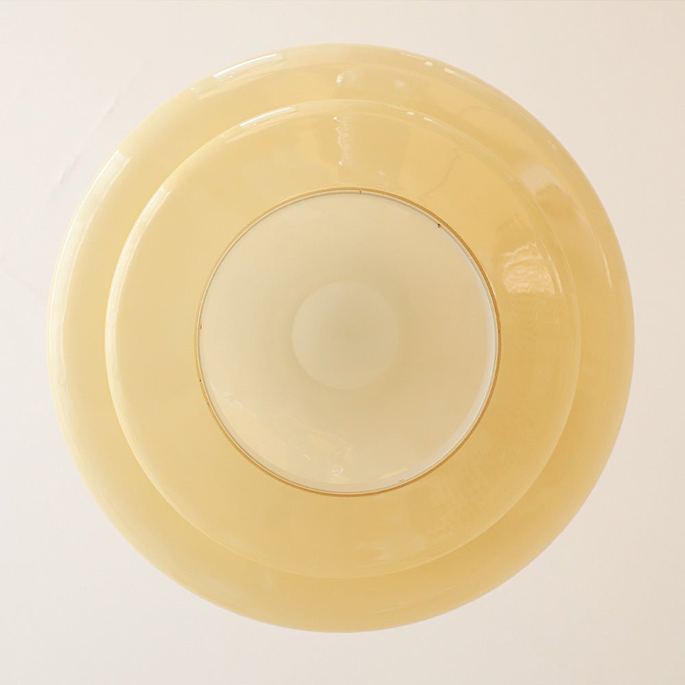 Bauhaus pendant lamp in creamy yellow glass