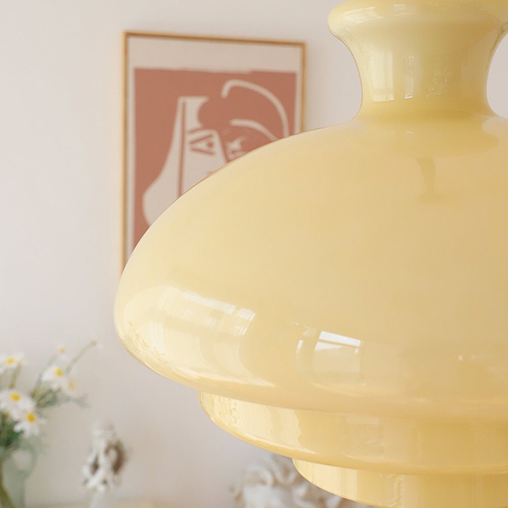 Bauhaus pendant lamp in creamy yellow glass