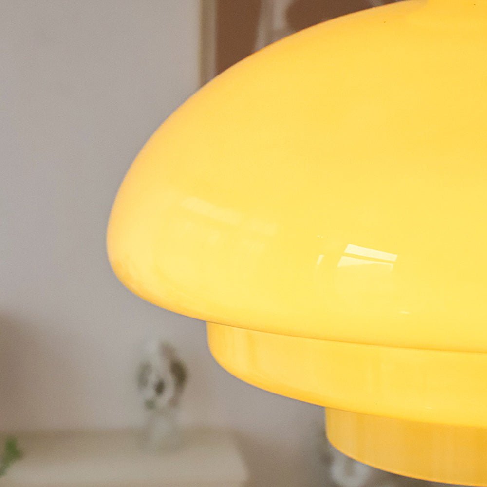 Bauhaus pendant lamp in creamy yellow glass