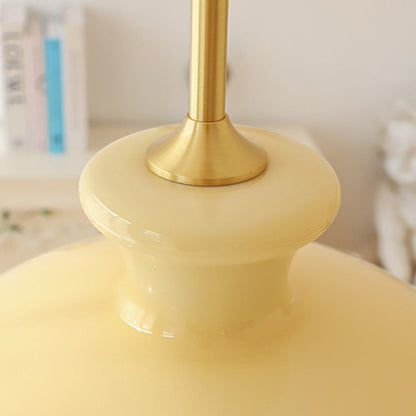 Bauhaus pendant lamp in creamy yellow glass