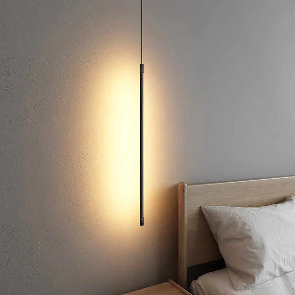 Minimalist long LED pendant lamp made of aluminum