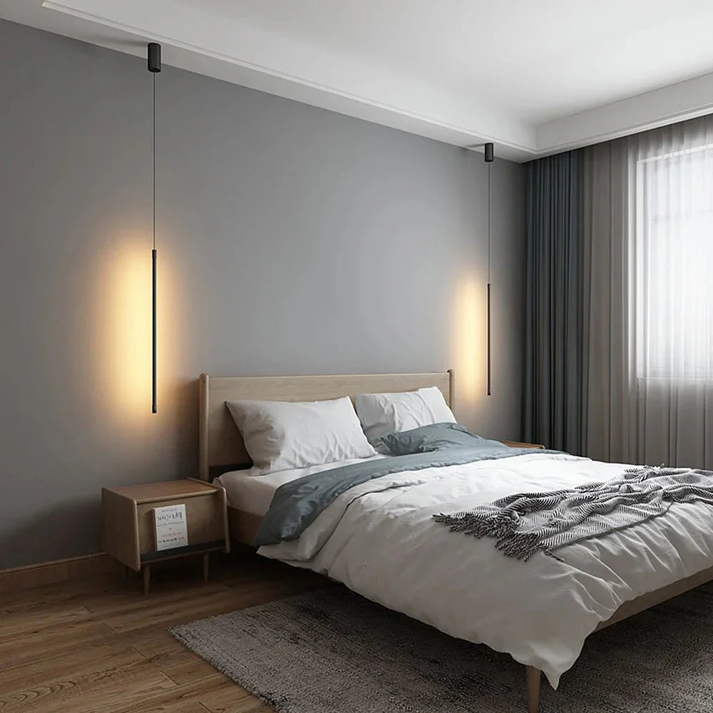 Minimalist long LED pendant lamp made of aluminum