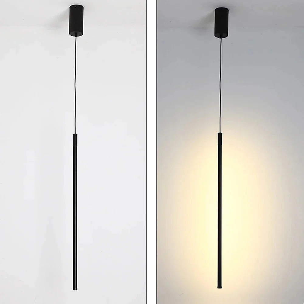 Minimalist long LED pendant lamp made of aluminum