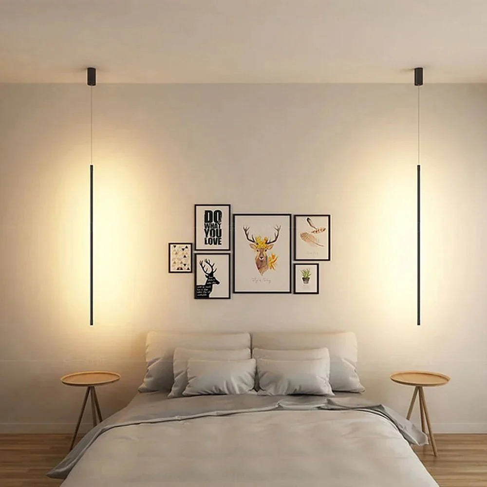 Minimalist long LED pendant lamp made of aluminum