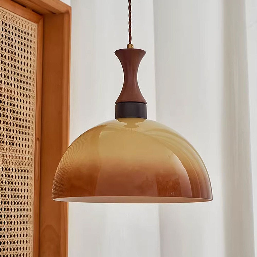 Retro amber glass farmhouse pendant lamp