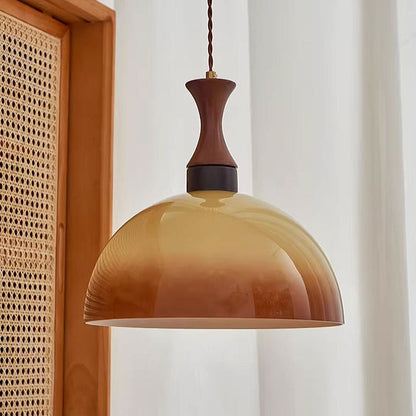 Retro amber glass farmhouse pendant lamp