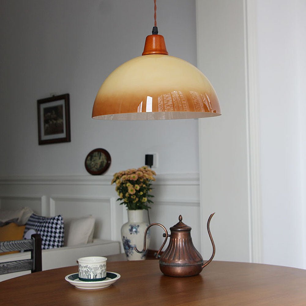 Retro amber glass farmhouse pendant lamp