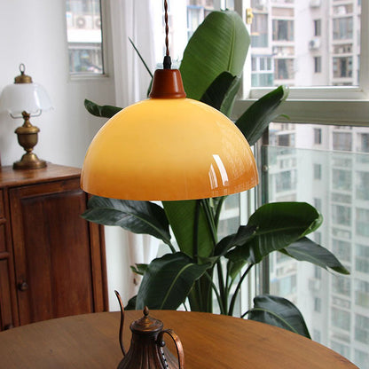 Retro amber glass farmhouse pendant lamp