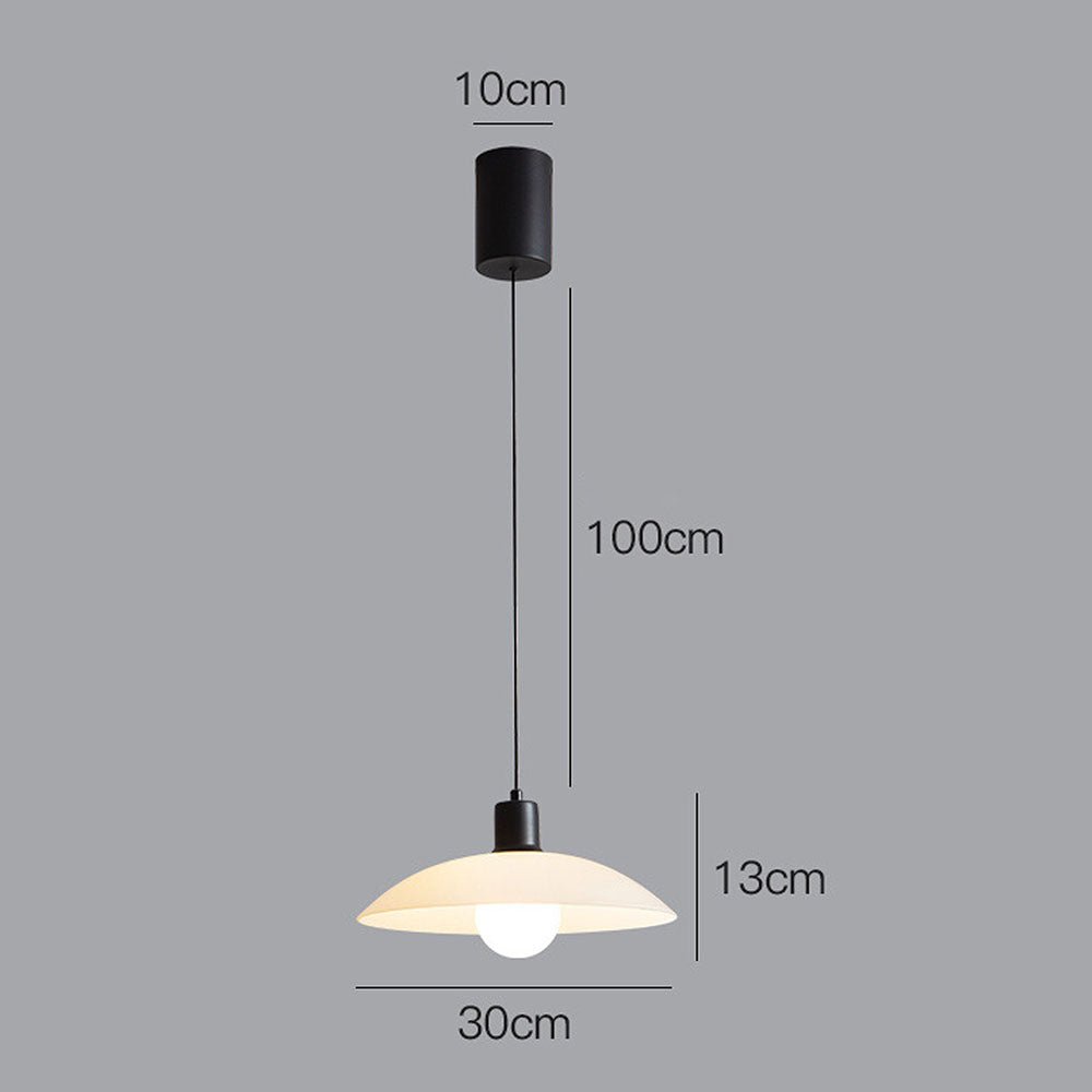 Minimalist pendant lamp made of white laminated glass 