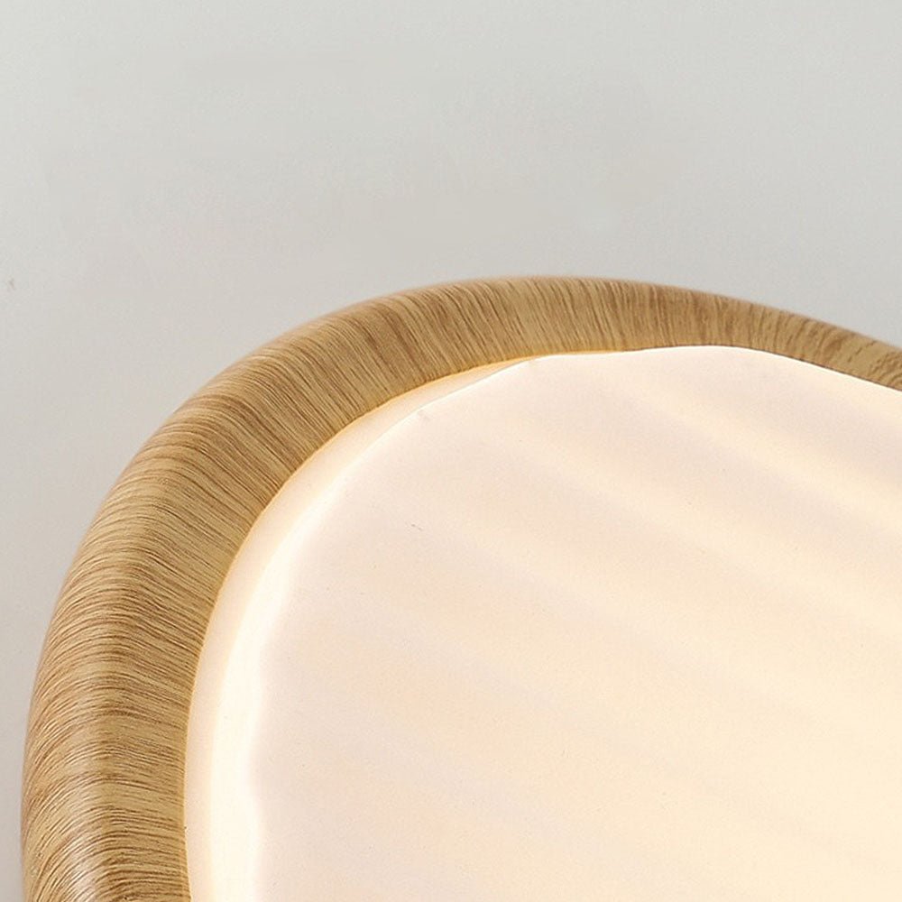 Round Wood Pleated LED Bedroom Ceiling Lamp