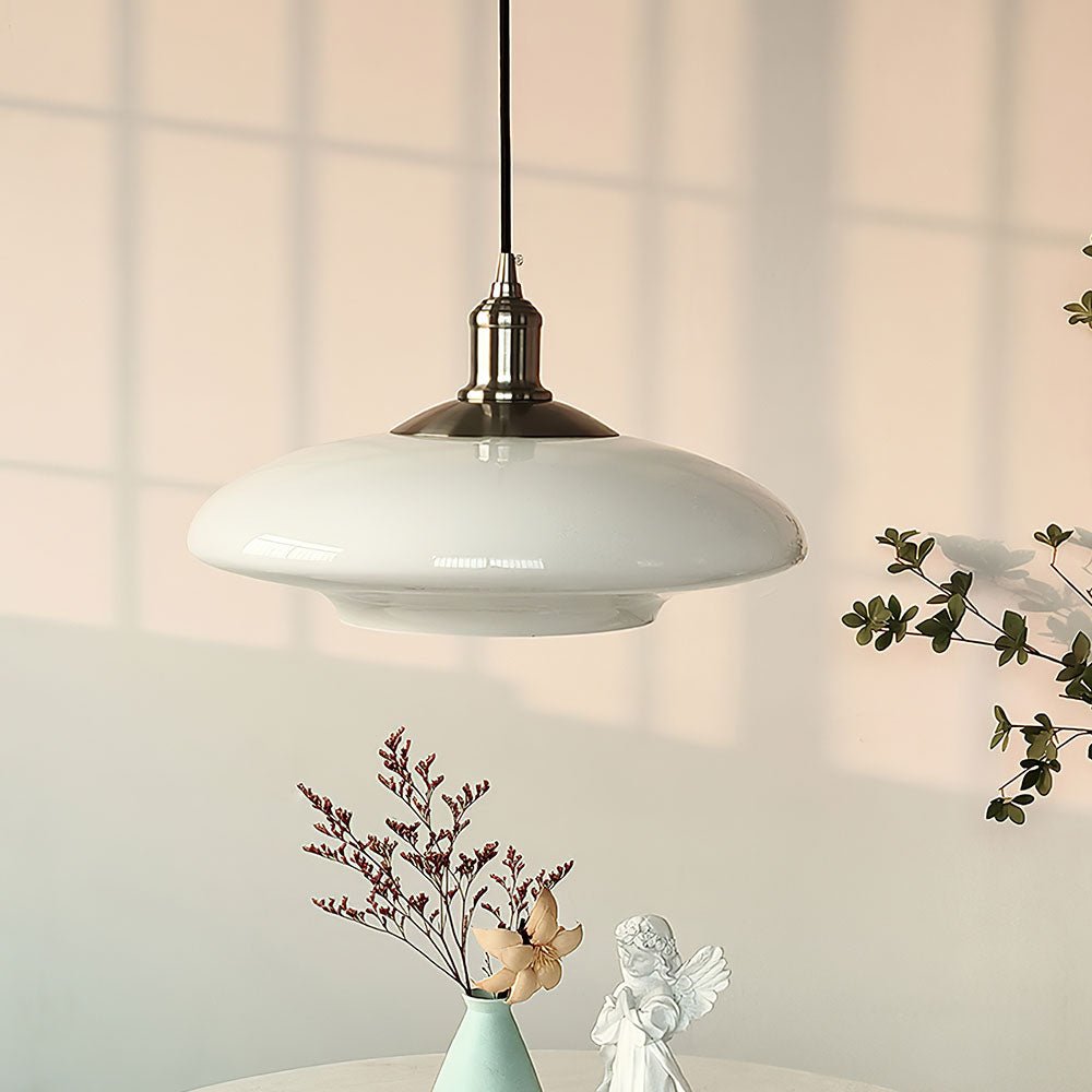 Modern pendant lamp made of white glass 