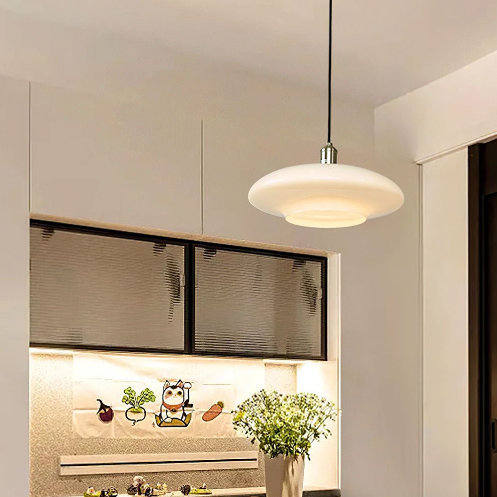 Modern pendant lamp made of white glass 