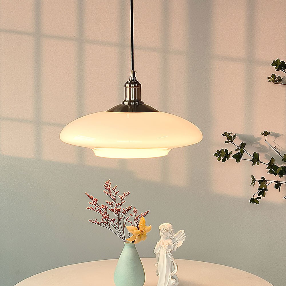 Modern pendant lamp made of white glass 