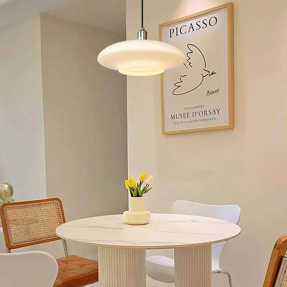 Modern pendant lamp made of white glass 