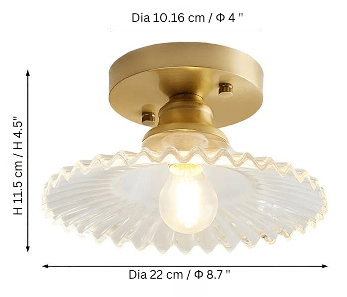 Vintage Clear Glass Ribbed Ceiling Lamp