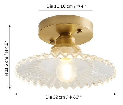 Vintage Clear Glass Ribbed Ceiling Lamp