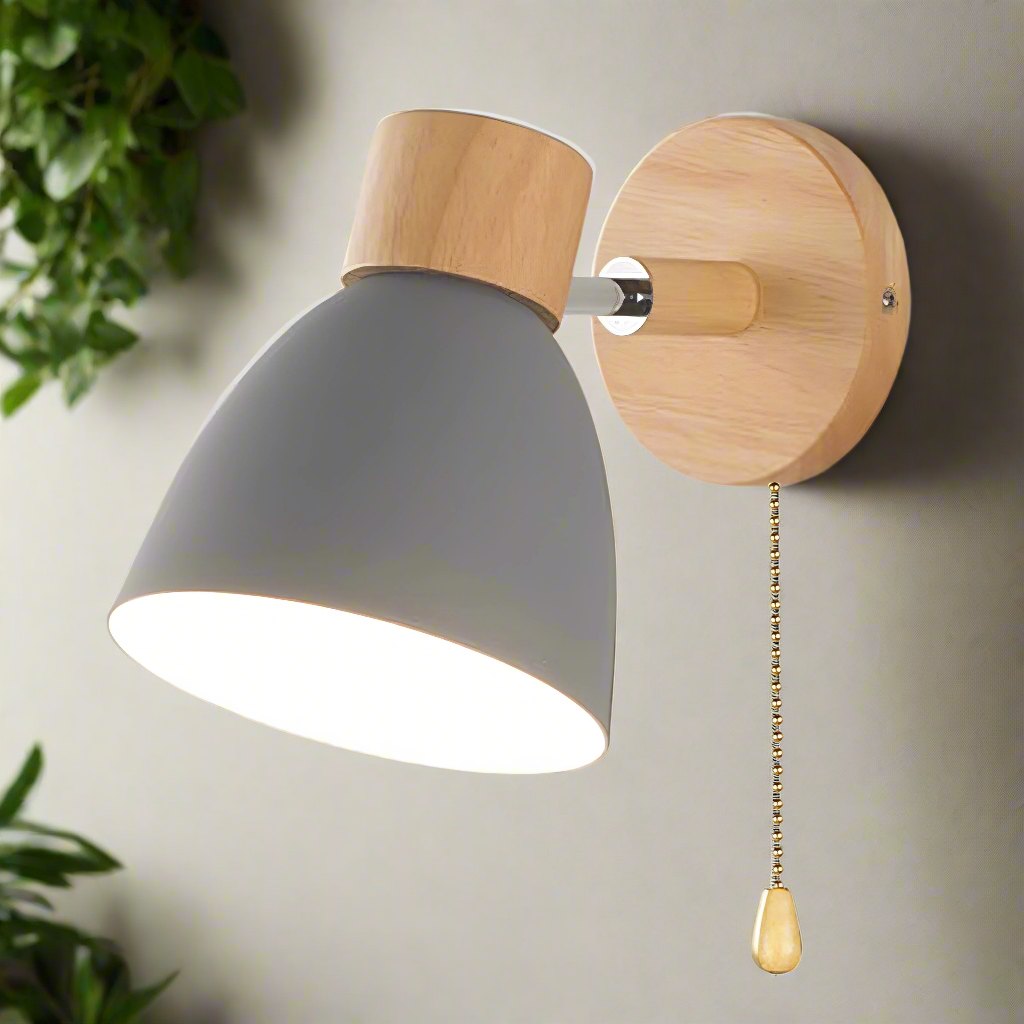 Jandiel - Wood Scandinavian Modern Hanging Switch Wall Lamp