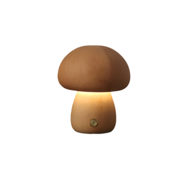 Oplaadbare Houten Paddestoelen Tafellamp