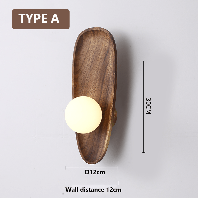 Natural wooden wall lamp 