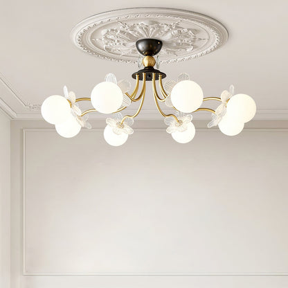 Glass chandelier with blossom flower