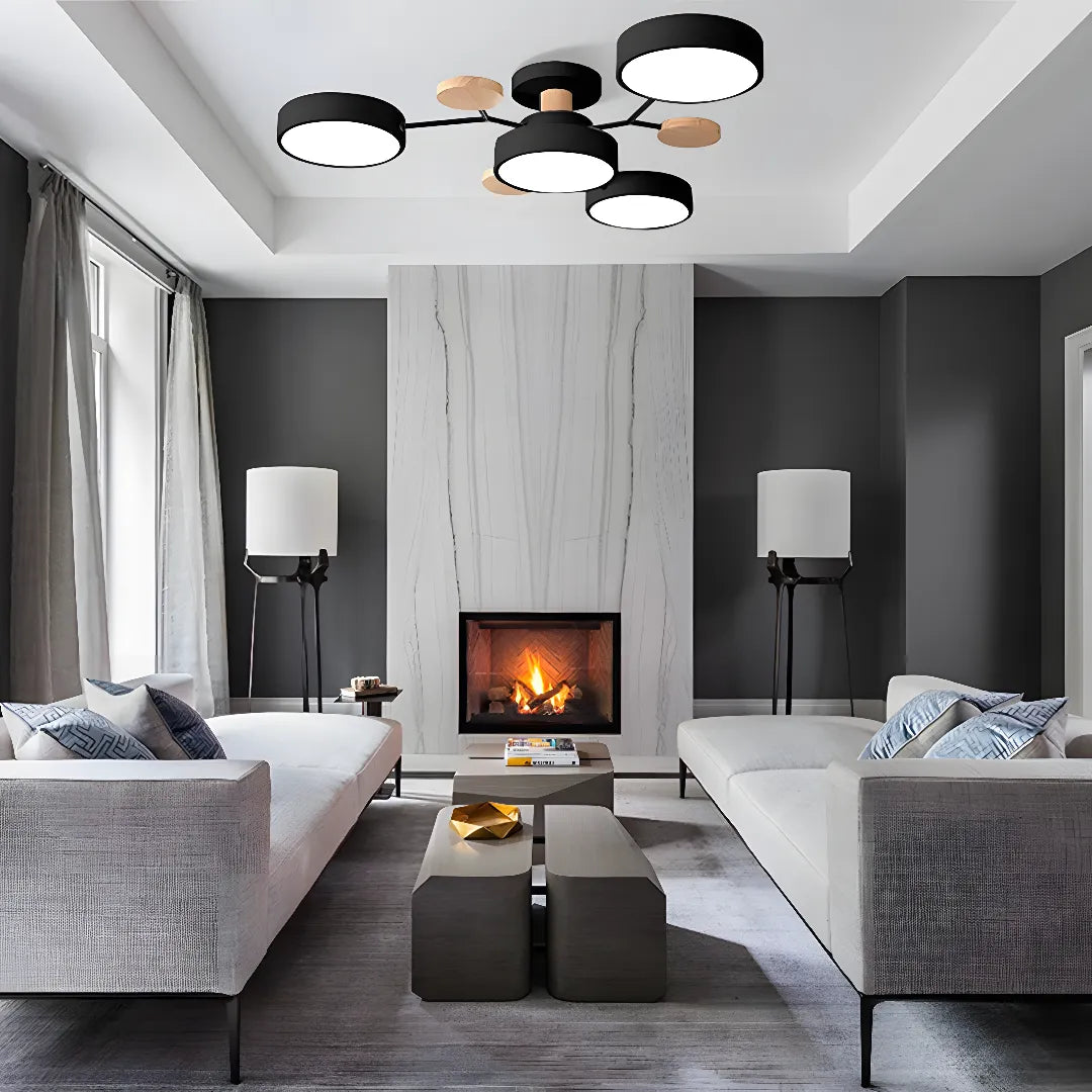 Contemporary Round Iron LED Semi-Flush Pendant Light 