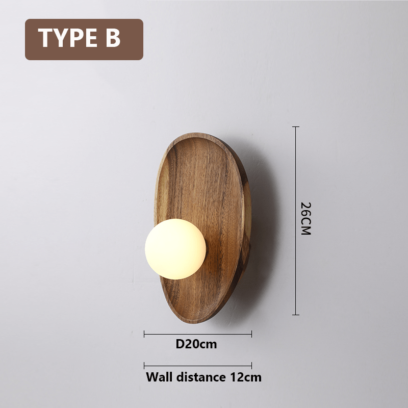 Natural wooden wall lamp 