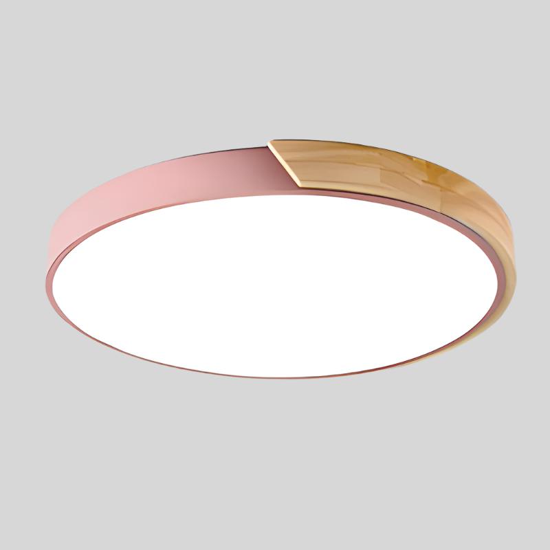 Scandinavian wooden macaron round ceiling lamp 