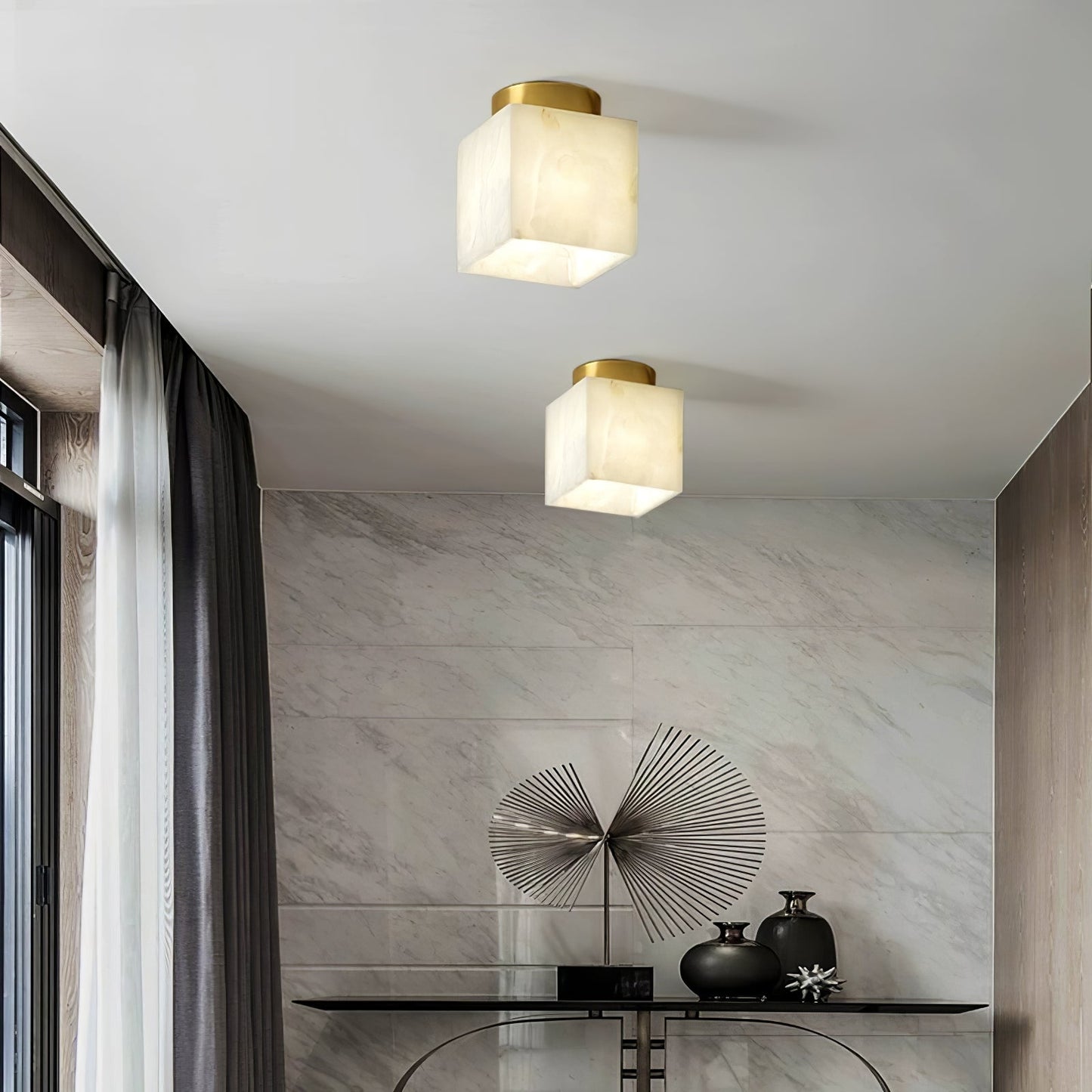 Moon alabaster ceiling lamp 